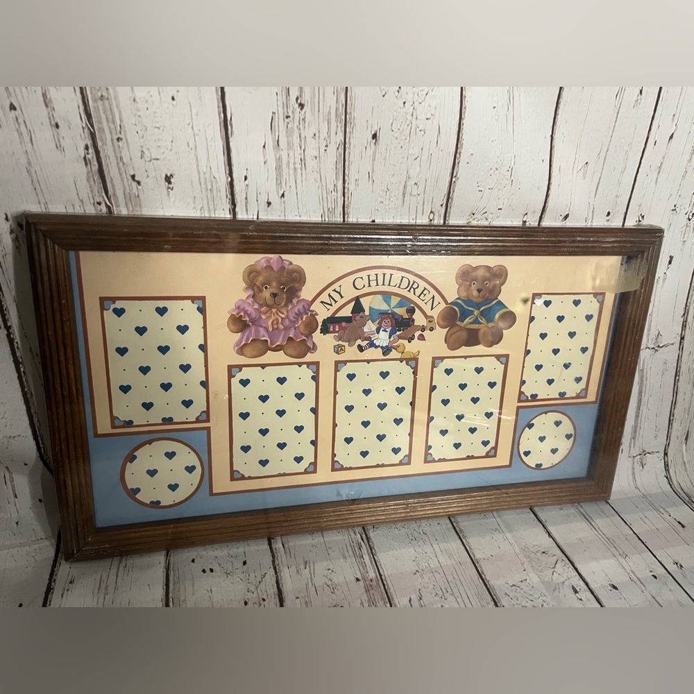 Vintage Teddy Bear “My Children” Photo Collage Frame Country Cottage Nursery NEW